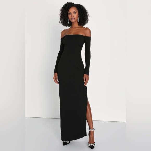 LULU’S Stunning Excellence Black Off The Shoulder Maxi Dress - Picture 5 of 5
